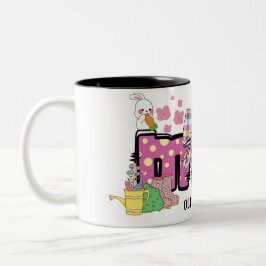 Bicolor Taza personalizada regalo para niños conejo de Pas