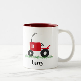Bicolor Taza personalizada tractor rojo