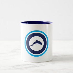 Bicolor Taza PJK 11oz / logo de delfín / azul por dentro