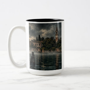Bicolor Taza Poveglia - Taza de café de la isla embrujada