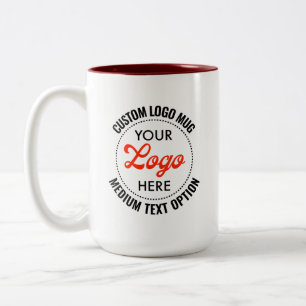 Bicolor Taza promocional de texto mediano MAROON con logot