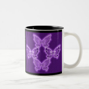 Bicolor Taza púrpura brillante del modelo de mariposa