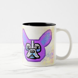 Bicolor Taza púrpura del bulldog francés