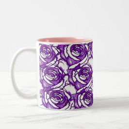 Bicolor Taza púrpura del diseño de los rosas