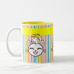 Bicolor Taza Ratón Gato Queso Raya