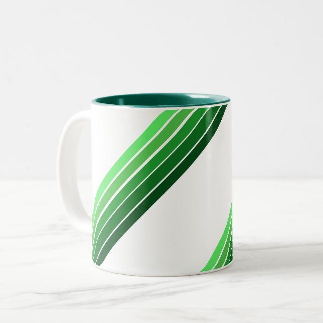 Bicolor Taza - Rayas diagonales verdes (Anverso izquierdo)
