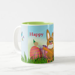 Bicolor Taza Recuerdo de Pascua con Conejo Lindo