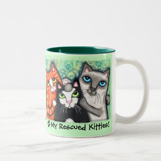 Bicolor Taza rescatada del gatito del amante del gato