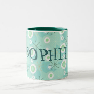 Bicolor Taza retra azul/del verde demasiado linda del