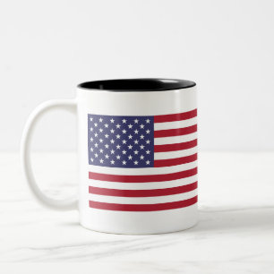 Bicolor Taza roja blanca y azul estrellas y rayas de la ba