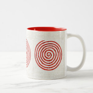 Bicolor Taza Roja de Dos Tonos con Mosaico de Molinete