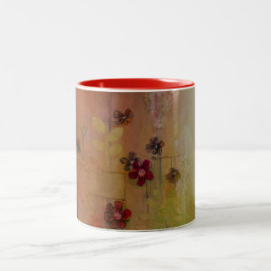 Bicolor Taza roja de las margaritas