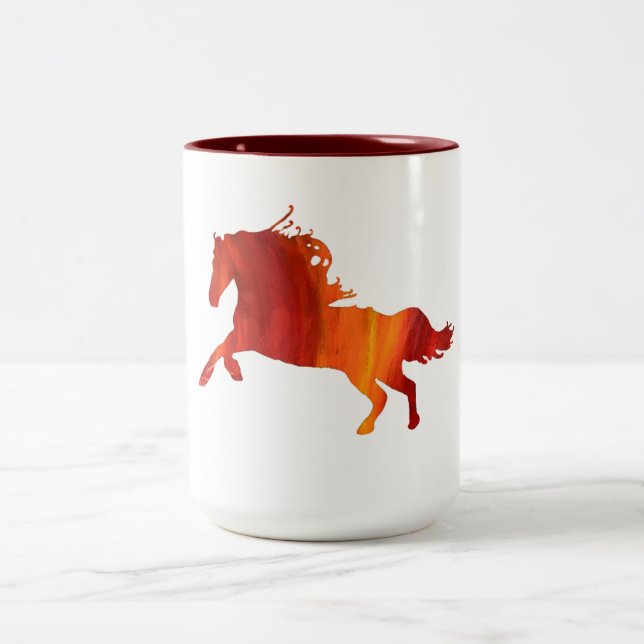 Bicolor Taza roja del Dos-Tono del caballo (Centro)