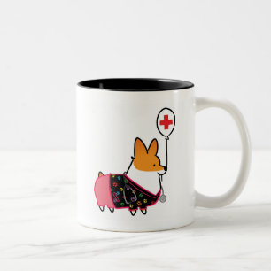 Bicolor Taza roja el CorgiThings de la enfermera del