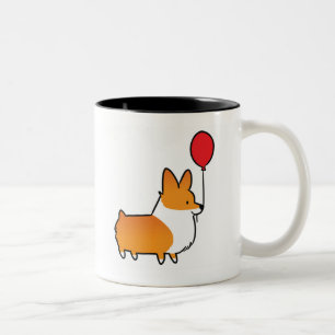 Bicolor Taza roja el   CorgiThings del globo del Corgi