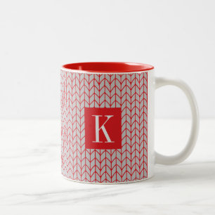 Bicolor Taza roja gris de punto de dos tonos + inicial II