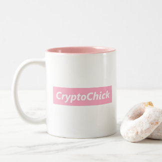 Bicolor Taza rosada de Cryptocurrency Bitcoin $ del