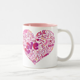 Bicolor Taza rosada de las tarjetas del día de San