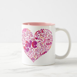 Bicolor Taza rosada de las tarjetas del día de San
