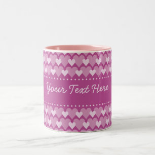 Bicolor Taza rosada de los corazones - personalizar