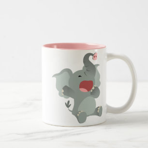 Bicolor Taza soñolienta linda del elefante del dibujo