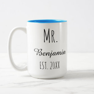 Bicolor Taza Sr y Sra, Taza de pareja personalizada, Regal