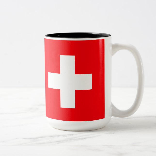 Bicolor Taza suiza de la bandera (Derecha)