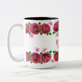 Bicolor Taza temática Love Grows Here para café o té