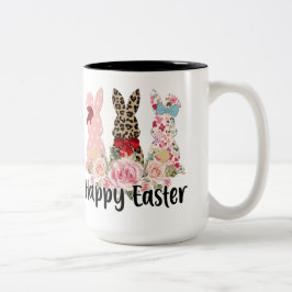 Bicolor Taza trío caprichoso de conejos de Pascua
