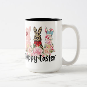 Bicolor Taza trío caprichoso de conejos de Pascua