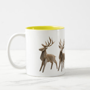 Bicolor Taza trío de renos de origami