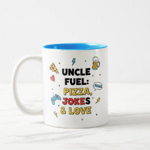 Bicolor Taza Uncle Fuel – Pizza, bromas y amor