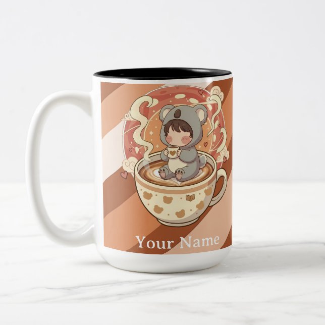 Bicolor Taza Vibrante de Dos Tonos Kawaii Chibi Koala (Izquierda)