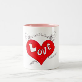 Bicolor Taza Vintage Corazón Volador