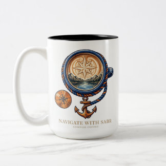 Bicolor Taza vintage de brújula de ancla para marineros