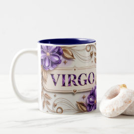 Bicolor Taza Virgo Azul de Dos Tonos Blanca Crema Púrpura