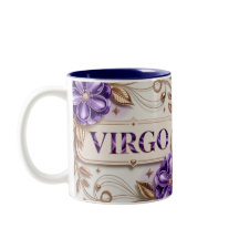 Taza Virgo Azul de Dos Tonos Blanca Crema Púrpura