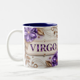 Bicolor Taza Virgo Azul de Dos Tonos Blanca Crema Púrpura