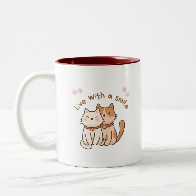 Bicolor Taza Vive Con Sonrisa (Izquierda)
