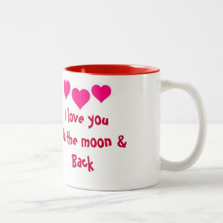 Bicolor Te amo a la luna y a la taza trasera