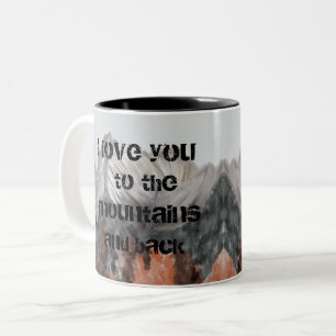 Bicolor Te amo a las montañas y a la taza de café traser