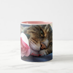 Bicolor Te amo color de tono de la taza dos del gatito
