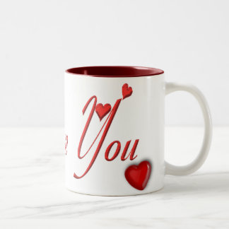 Bicolor Te amo taza con los corazones