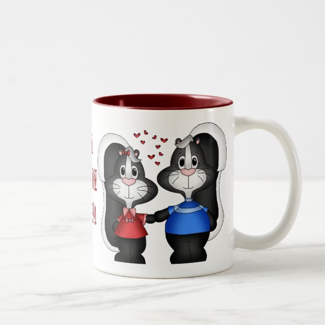 Bicolor Te amo taza de la mofeta (Derecha)