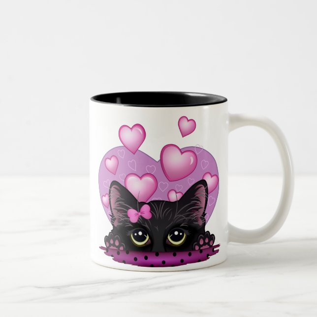 Bicolor Te amo taza del gatito (Derecha)