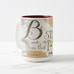 Bicolor Tenga calma, Salmo 46:10 - Taza de café