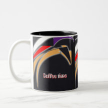 Tiempo de café en taza con diseño tribal digital 