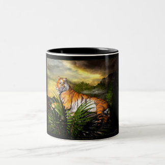 Bicolor Tigre, tigre, taza brillante ardiendo