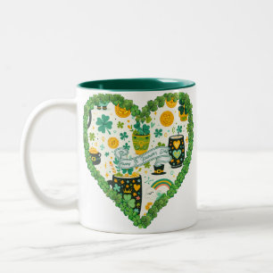 Bicolor Toma Un Poco de Suerte: Taza con Forma de Corazón 