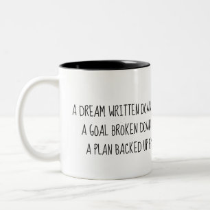 Bicolor Un SUEÑO SE CONVIERTE EN taza inspiradora de la